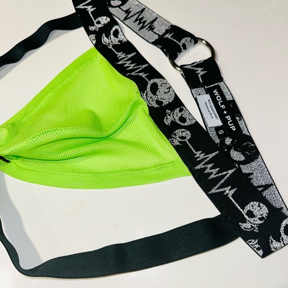Neon Green Skully Jockstrap with O-Ring - Picture 4 of 5